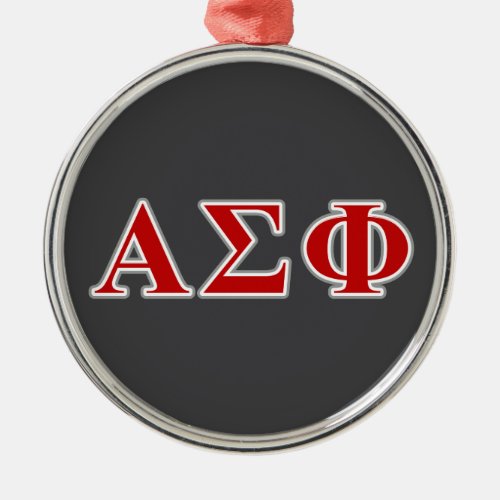 Alpha Sigma Phi Red and Grey Lettes Metal Ornament