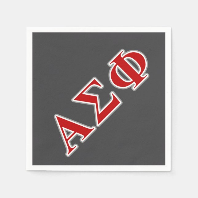 Alpha Sigma Phi Red and Grey Lettes Napkins (Front)
