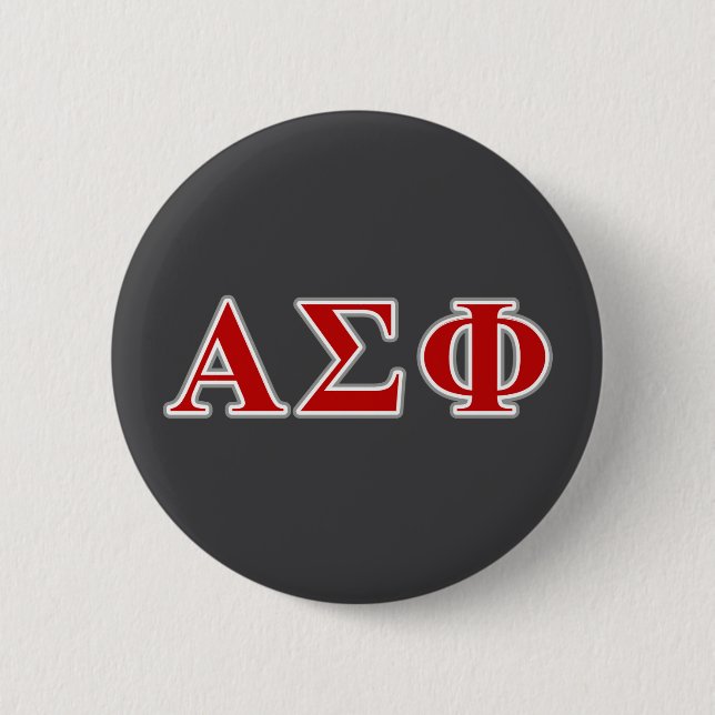 Alpha Sigma Phi Red and Grey Lettes Pinback Button (Front)