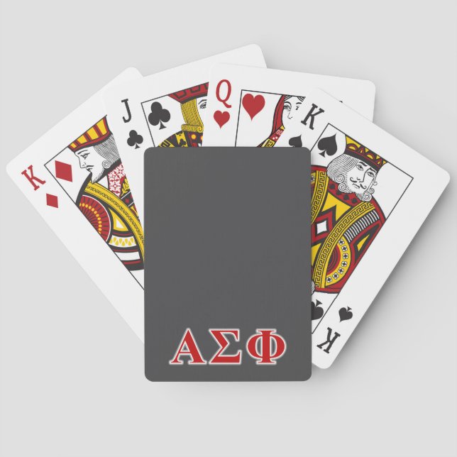 Alpha Sigma Phi Red and Grey Lettes Poker Cards (Back)