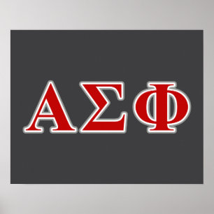 Alpha Sigma Phi Red and Grey Lettes Poster