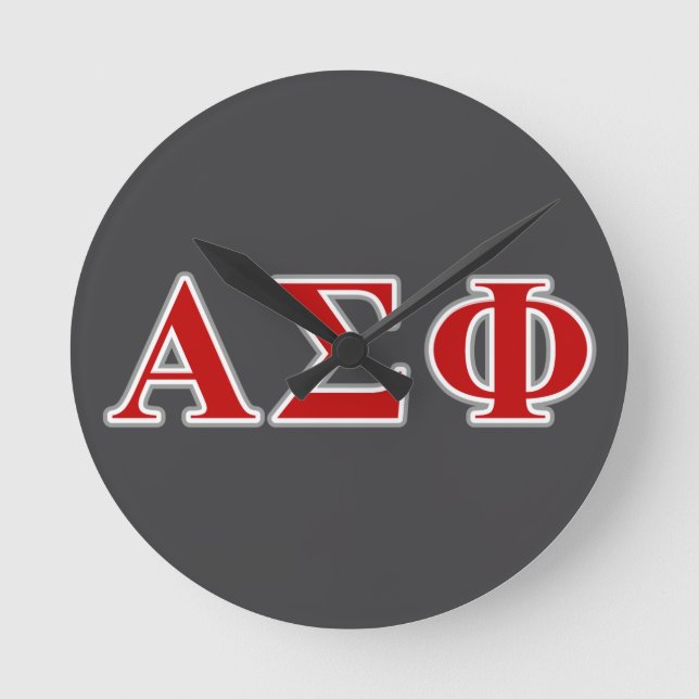 Alpha Sigma Phi Red and Grey Lettes Round Clock (Front)