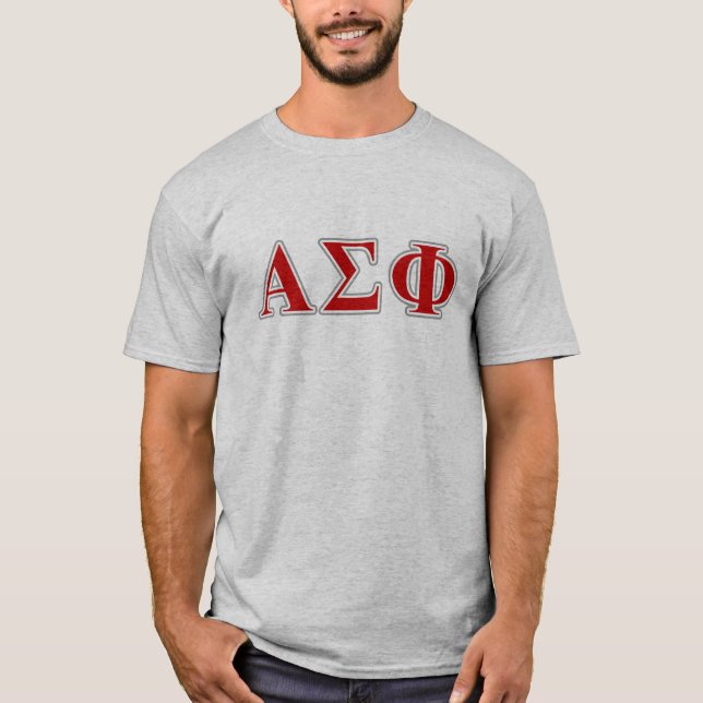Alpha Sigma Phi Red and Grey Lettes T-Shirt (Front)