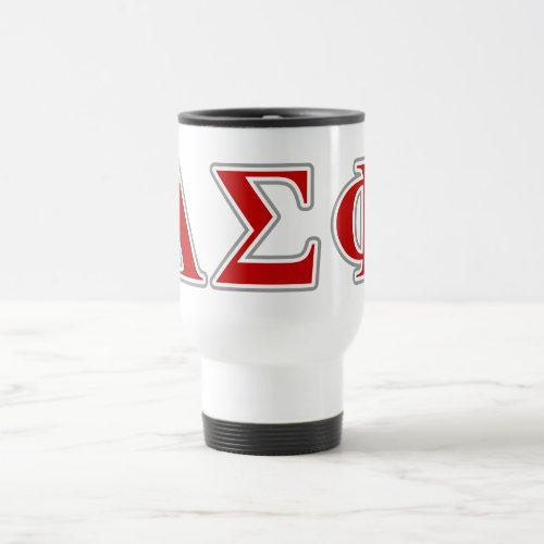 Alpha Sigma Phi Red and Grey Lettes Travel Mug