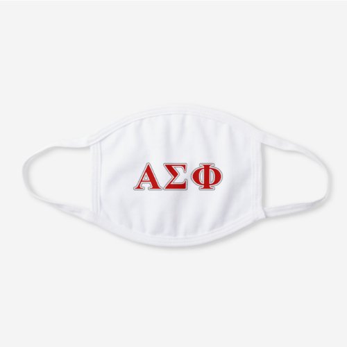 Alpha Sigma Phi Red and Grey Lettes White Cotton Face Mask
