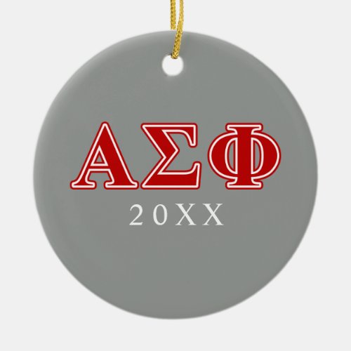 Alpha Sigma Phi Red Letters Ceramic Ornament
