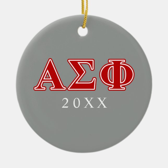 Alpha Sigma Phi Red Letters Ceramic Ornament (Front)