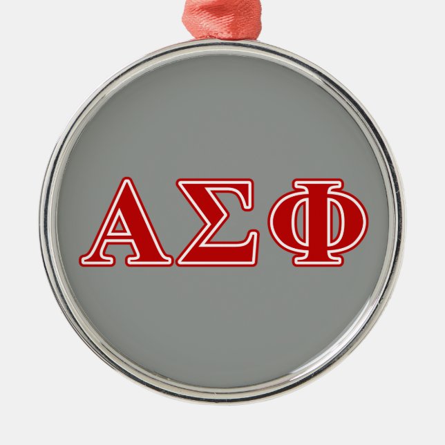 Alpha Sigma Phi Red Letters Metal Ornament (Front)