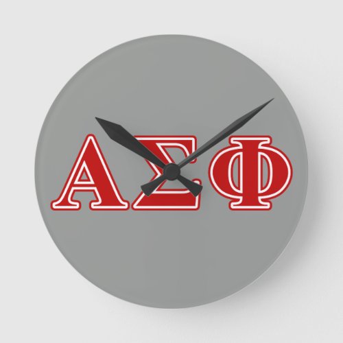 Alpha Sigma Phi Red Letters Round Clock