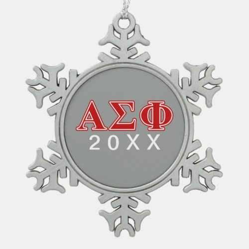 Alpha Sigma Phi Red Letters Snowflake Pewter Christmas Ornament