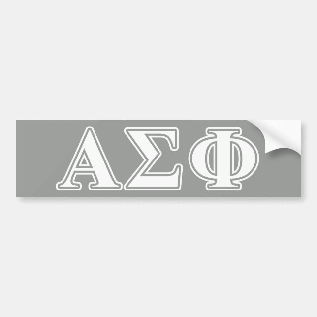 Alpha Sigma Phi White and Grey Letters Bumper Sticker (Front)