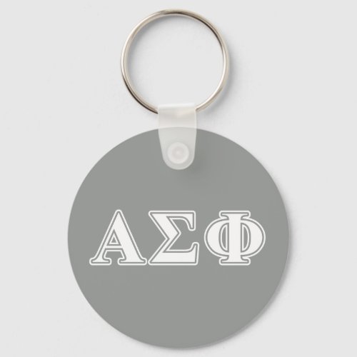 Alpha Sigma Phi White and Grey Letters Keychain