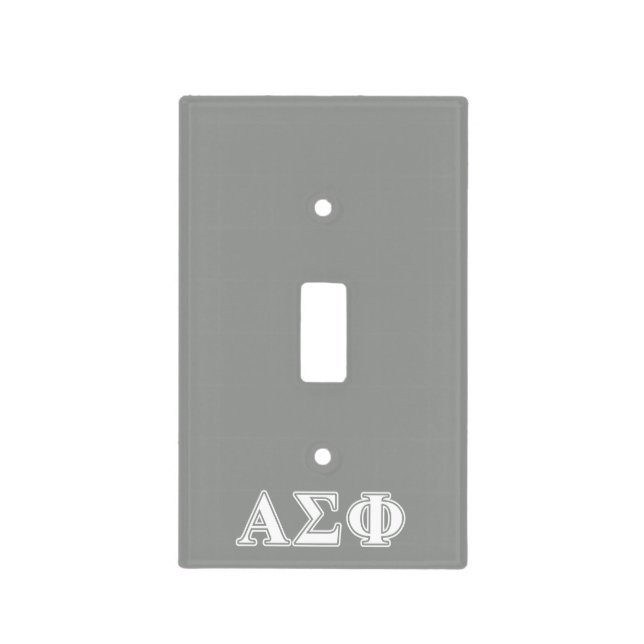 Alpha Sigma Phi White and Grey Letters Light Switch Cover (Front)
