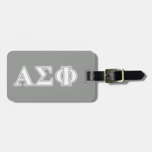 Alpha Sigma Phi White and Grey Letters Luggage Tag