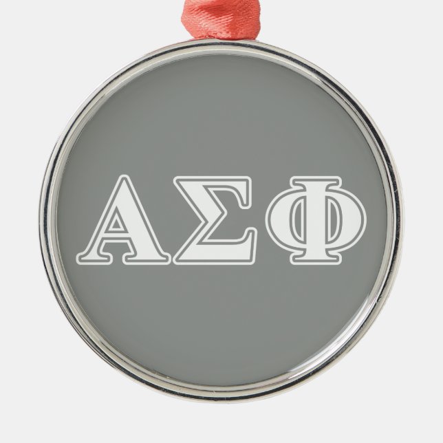 Alpha Sigma Phi White and Grey Letters Metal Ornament (Front)