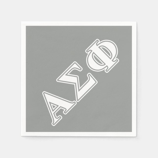 Alpha Sigma Phi White and Grey Letters Paper Napkins (Front)
