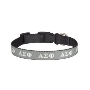 Alpha Sigma Phi White and Grey Letters Pet Collar