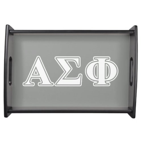 Alpha Sigma Phi White and Grey Letters Serving Tray