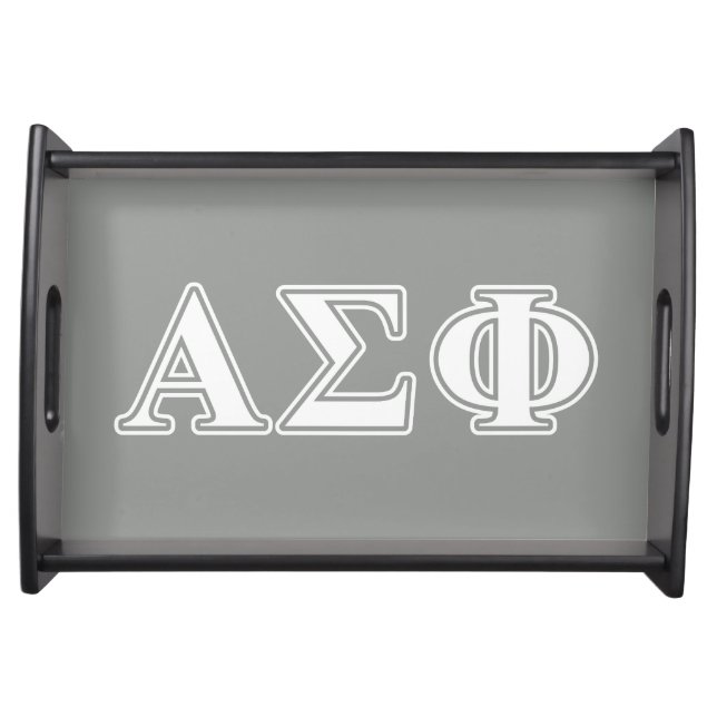 Alpha Sigma Phi White and Grey Letters Serving Tray (Front)