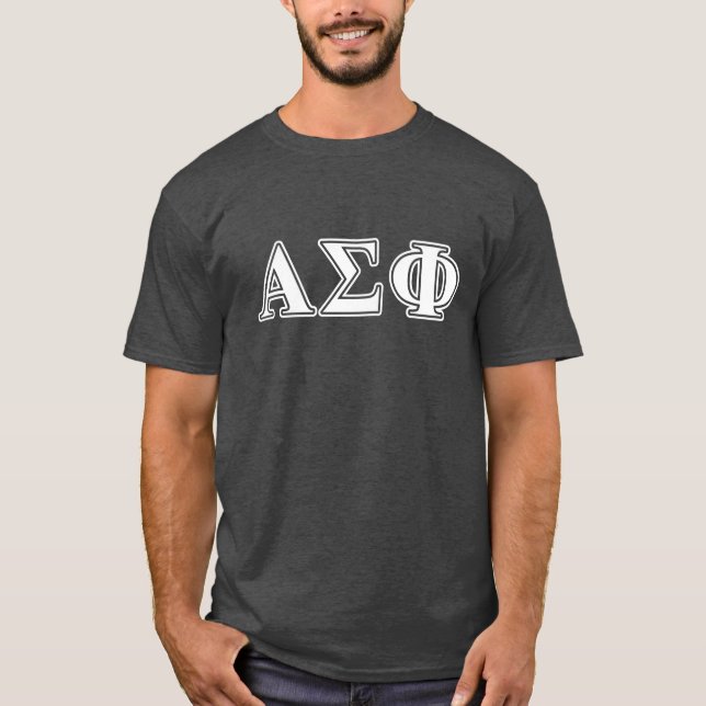 Alpha Sigma Phi White and Grey Letters T-Shirt (Front)