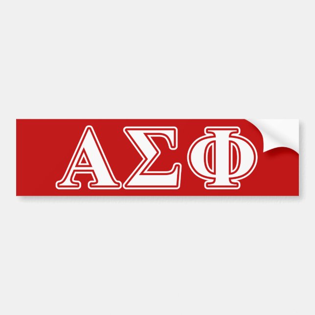 Alpha Sigma Phi White and Red Letters Bumper Sticker (Front)