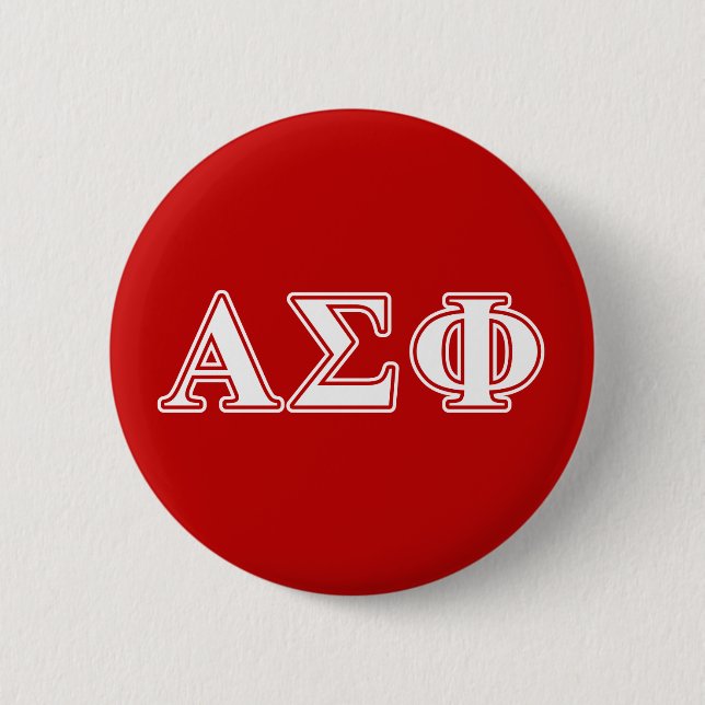 Alpha Sigma Phi White and Red Letters Button (Front)