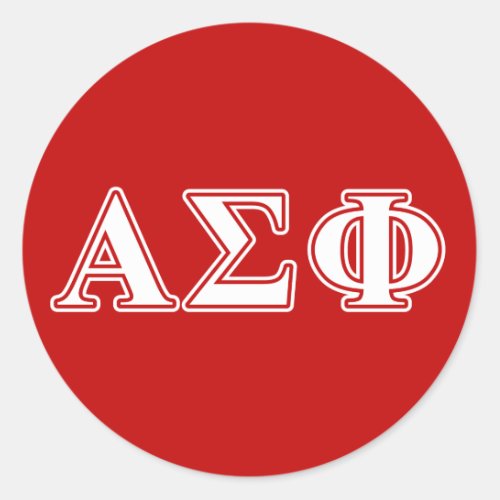Alpha Sigma Phi White and Red Letters Classic Round Sticker