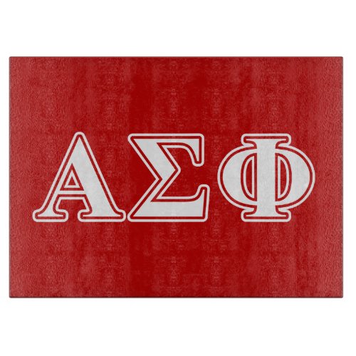 Alpha Sigma Phi White and Red Letters Cutting Board