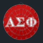 Alpha Sigma Phi White and Red Letters Dartboard<br><div class="desc">Check out these official Alpha Sigma Phi designs! Personalize your own Greek merchandise on Zazzle.com! Click the Customize button to insert your own name, class year, or club to make a unique product. Try adding text using various fonts & view a preview of your design! Zazzle's easy to customize products...</div>