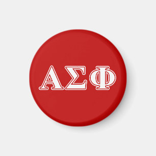 Alpha Sigma Phi White and Red Letters Magnet