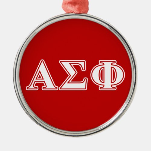 Alpha Sigma Phi White and Red Letters Metal Ornament