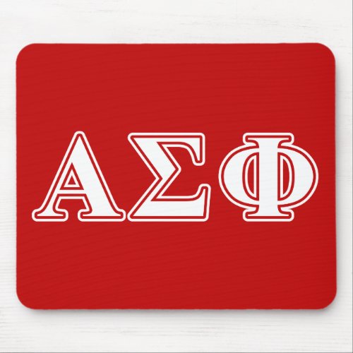 Alpha Sigma Phi White and Red Letters Mouse Pad
