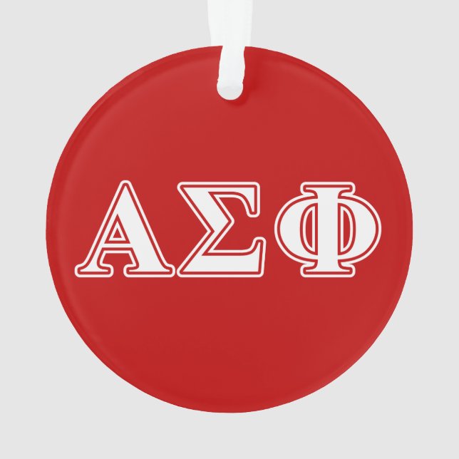 Alpha Sigma Phi White and Red Letters Ornament (Back)