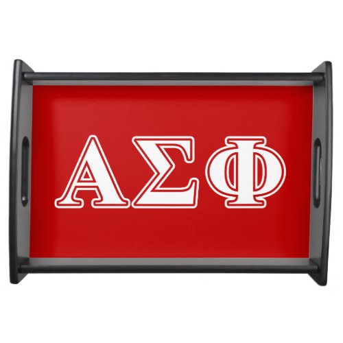 Alpha Sigma Phi White and Red Letters Serving Tray