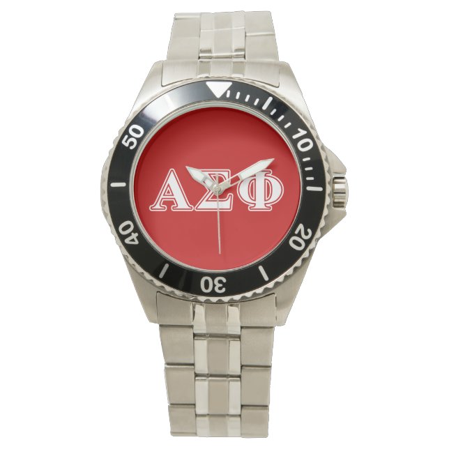 Alpha Sigma Phi White and Red Letters Watch (Front)