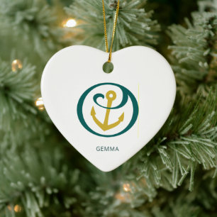 Alpha Sigma Tau Anchor Ceramic Ornament