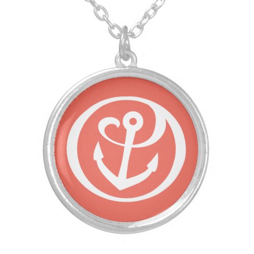 Alpha Sigma Tau Anchor Mark 2 Silver Plated Necklace