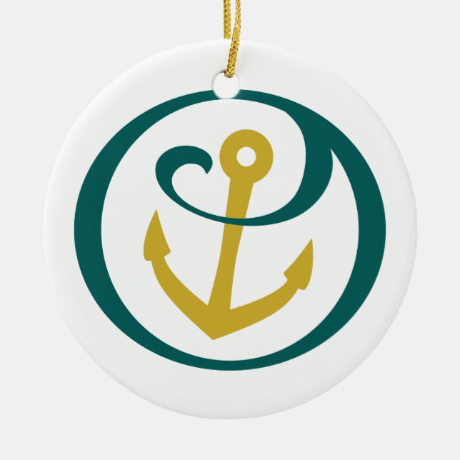 Alpha Sigma Tau Anchor Mark Ceramic Ornament (Front)