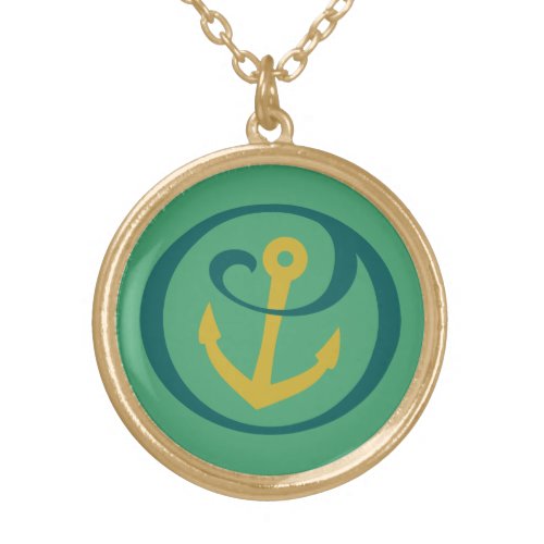 Alpha Sigma Tau Anchor Mark Gold Plated Necklace