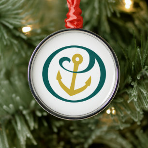 Alpha Sigma Tau Anchor Metal Ornament