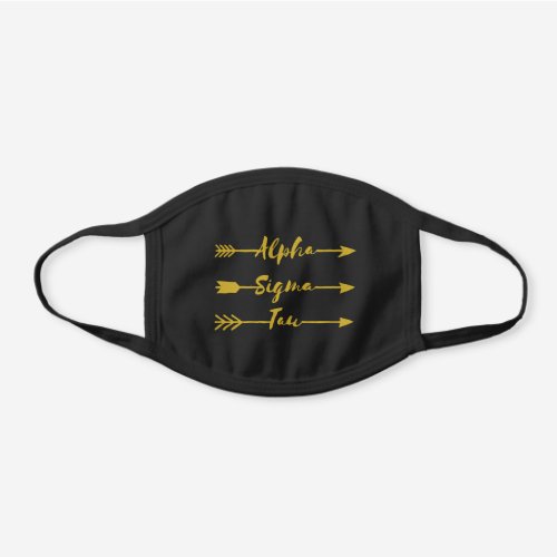 Alpha Sigma Tau Arrow Black Cotton Face Mask