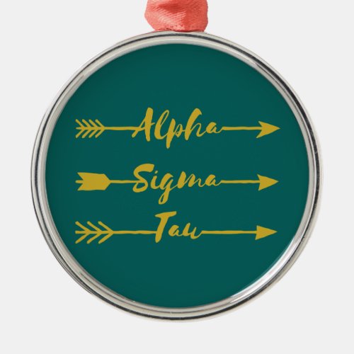 Alpha Sigma Tau Arrow Metal Ornament