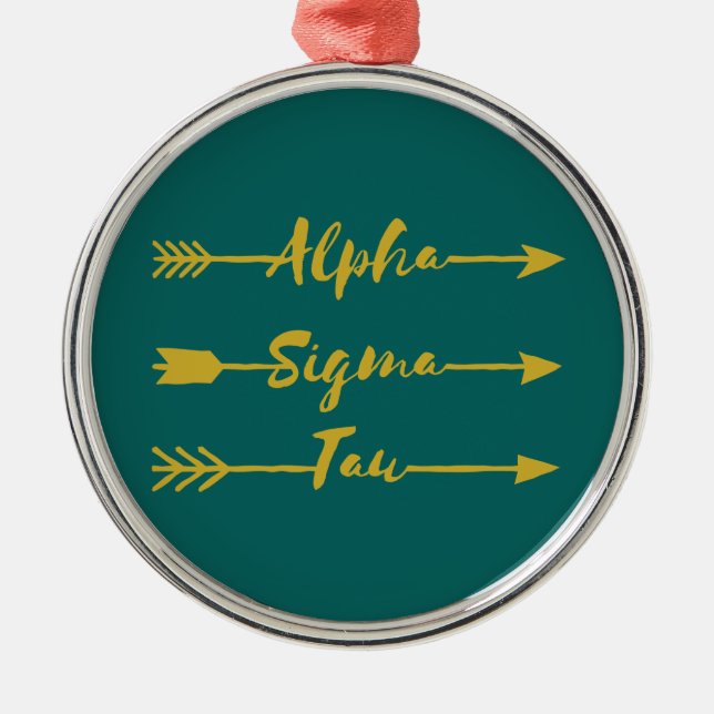 Alpha Sigma Tau Arrow Metal Ornament (Front)