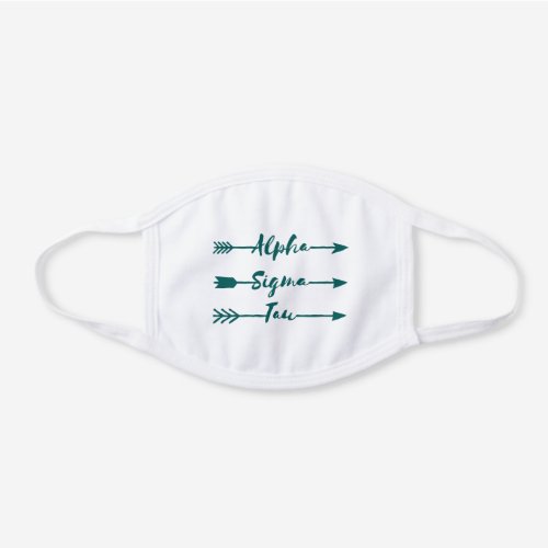 Alpha Sigma Tau Arrow White Cotton Face Mask