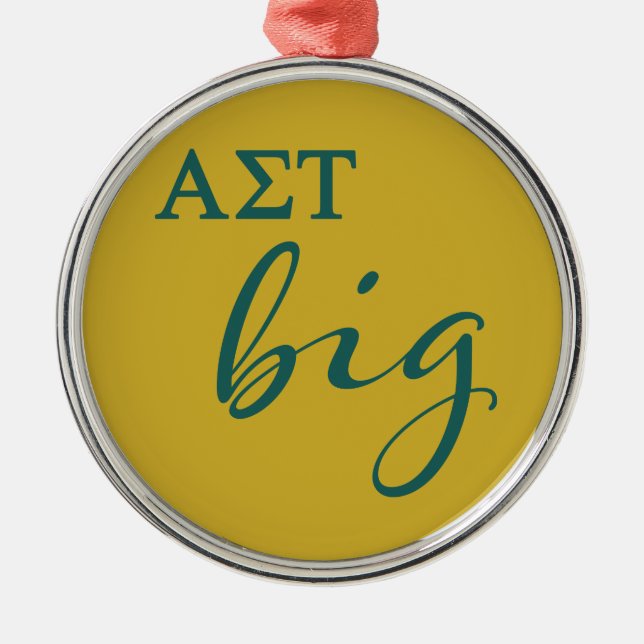 Alpha Sigma Tau Big Script Metal Ornament (Front)