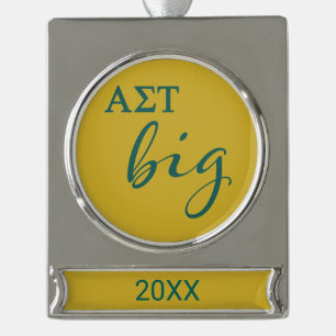 Alpha Sigma Tau Big Script Silver Plated Banner Ornament