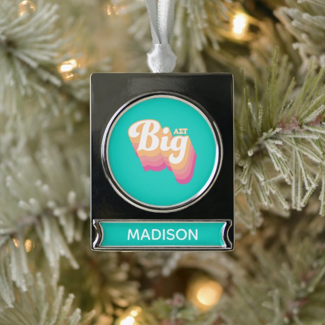 Alpha Sigma Tau | Big Silver Plated Banner Ornament (Tree)