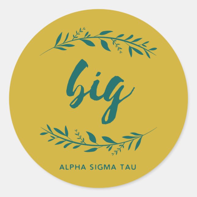 Alpha Sigma Tau Big Wreath Classic Round Sticker (Front)