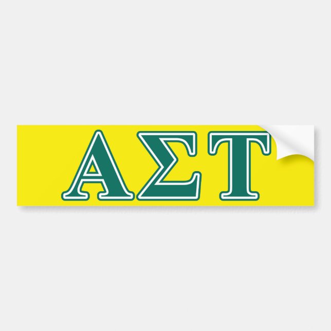 Alpha Sigma Tau Green Letters Bumper Sticker (Front)