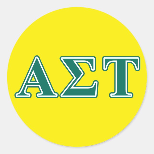Alpha Sigma Tau Green Letters Classic Round Sticker (Front)
